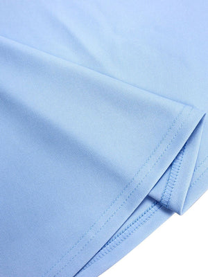 Puff Sleeve High Waist Crew Neck Large Skirt Commuting Leisure Midi Dresses