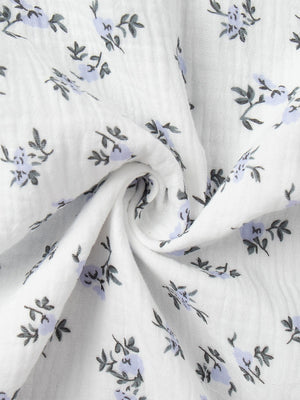 Pure Cotton Bandage Wrap-up Puff Sleeve Printed Comfort Maxi Dresses