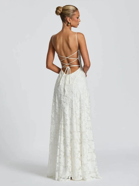 Backless Blended Formal Dress Maxi Dresses