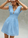 7 Colors Lace Flutter Sleeve V-neck Midi Dress