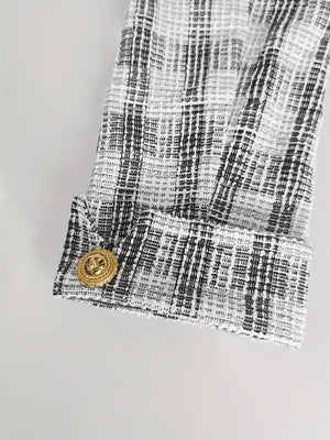 Small Fragrance Tweed Plaid Spliced PU Leather Commuting Mini&Short Dresses