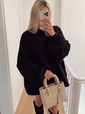 Medium high collar Splicing Sweaters