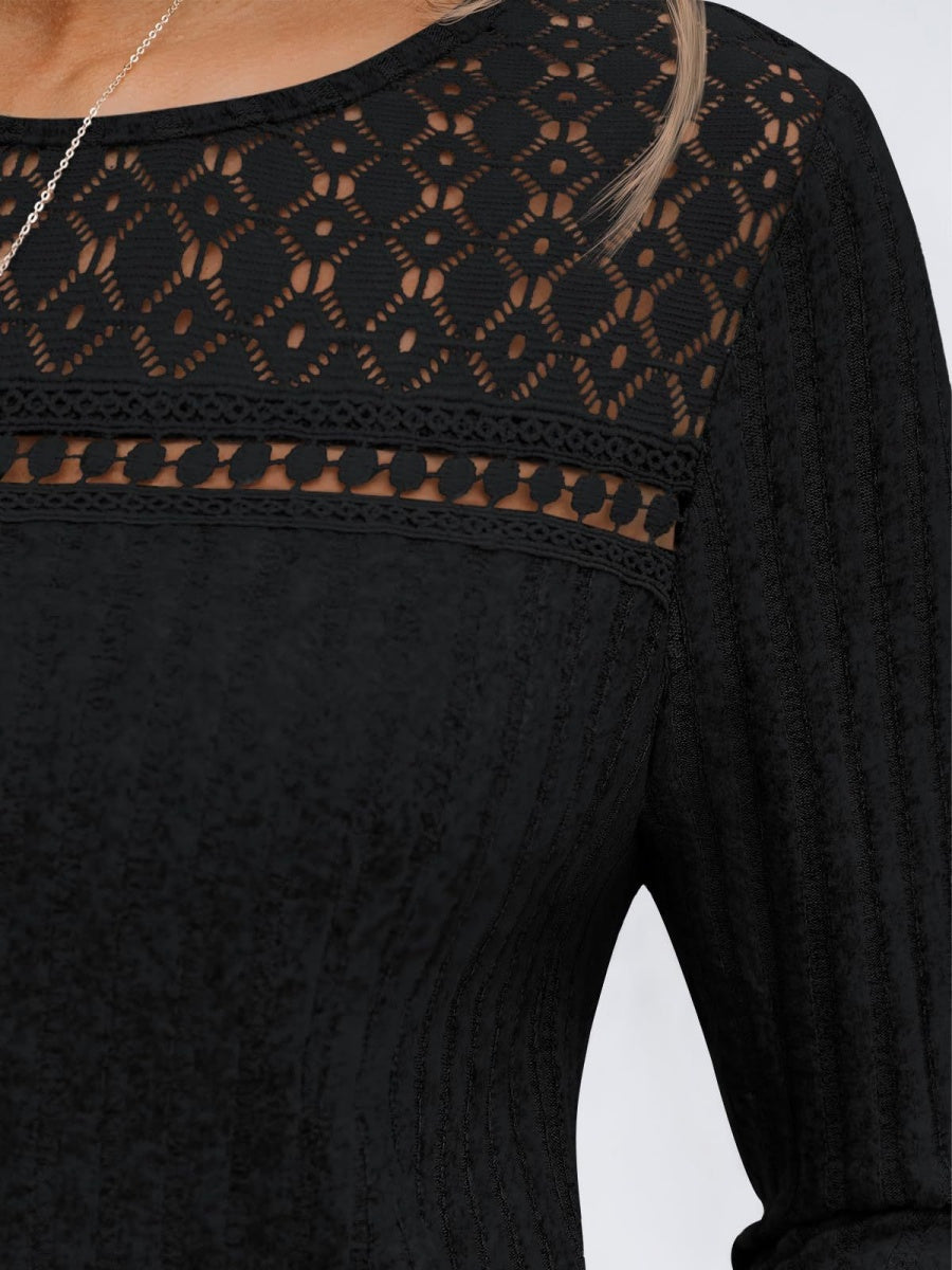 T-shirts à coutures en dentelle creuse et ajourée avec bande sous les bras