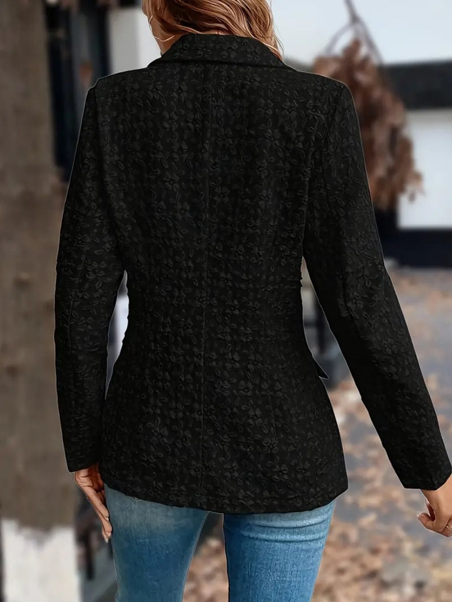 3D Fabrics Solid Color Double-breasted Jackets