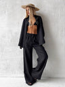 Loose-fitting Long-sleeved Shirt And Casual Trousers Two-piece Set