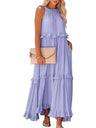 Ruffle Pleated Large Skirt Sleeveless Maxi Dresses