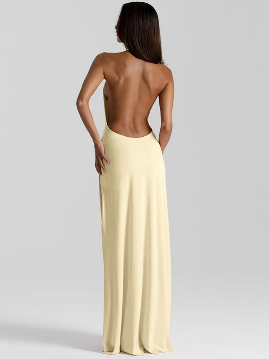 V-neck Halter Irregular Parties Maxi Dresses