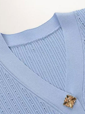 Waist Flared Sleeves Knitted Top Fishtail Skirt Workplace 2-piece Sets