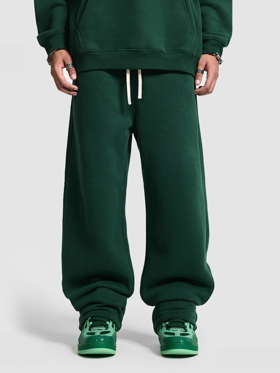 Plush Sports Loose Solid Color Zipper Hooded Sweatshirts&Hoodies Set