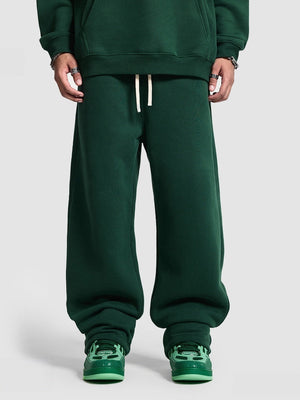 Plush Sports Loose Solid Color Zipper Hooded Sweatshirts&Hoodies Set