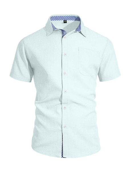 Cotton And Linen Color-blocked Shirts