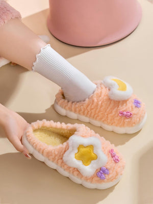 Colorblock Floral Slippers