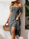 Floral Print Square Neckline And Puff Sleeves Maxi Dresses