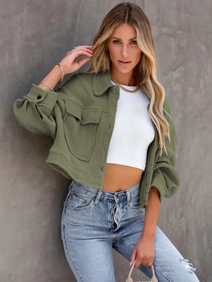 Liber Autumn Women's Buttons, Pocket Solid Color Short Jackets