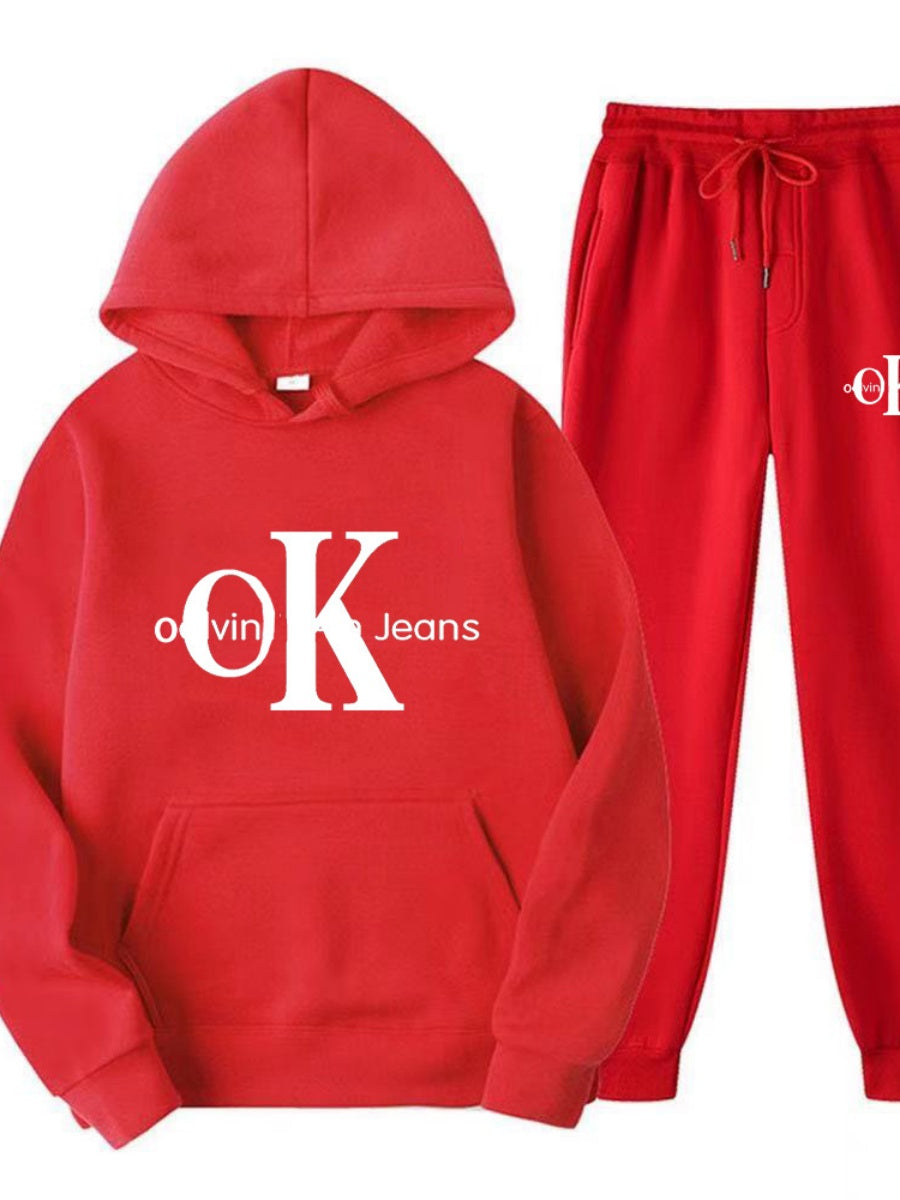 Sports Printed Hoodies Sweatpants 2-piece Sets