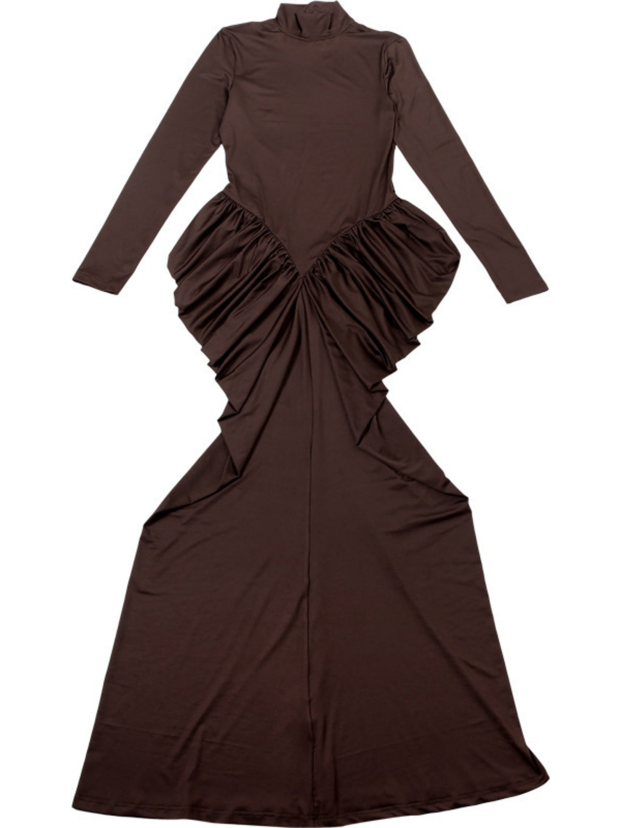 Sexy Slim Fit Solid Color Long-sleeved Dress With Pleated Hips And Waist