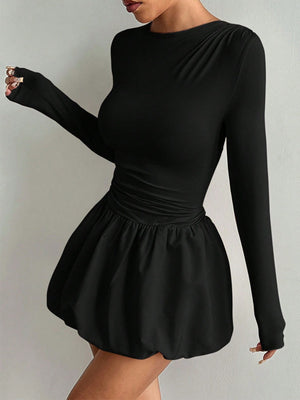 Liber Summer Women's Waist, Splicing Solid Color Mini&Short Dresses