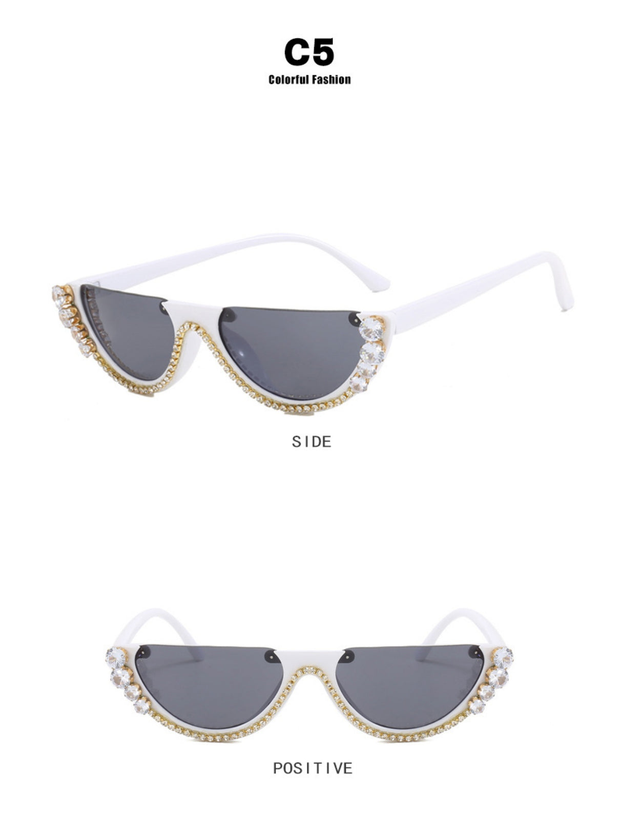 Rhinestone Half-rimmed Sunglasses