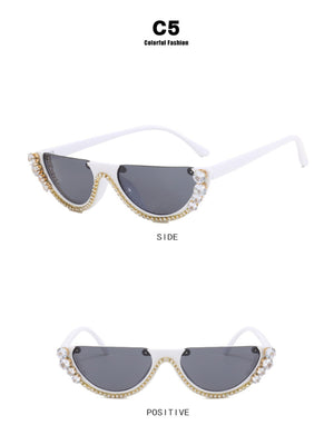 Rhinestone Half-rimmed Sunglasses