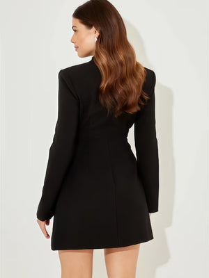 Slim-fit A-line Skirt, Elegant Solid Color, Single-breasted Short Dress