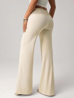 Lace-trimmed Casual Sexy Yoga Flared Pants