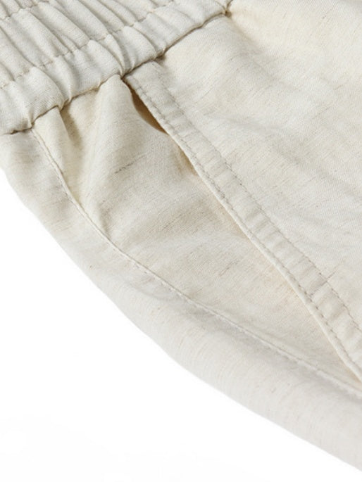 Linen Blend Straight-fit Breathable Pants