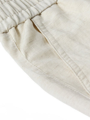 Linen Blend Straight-fit Breathable Pants