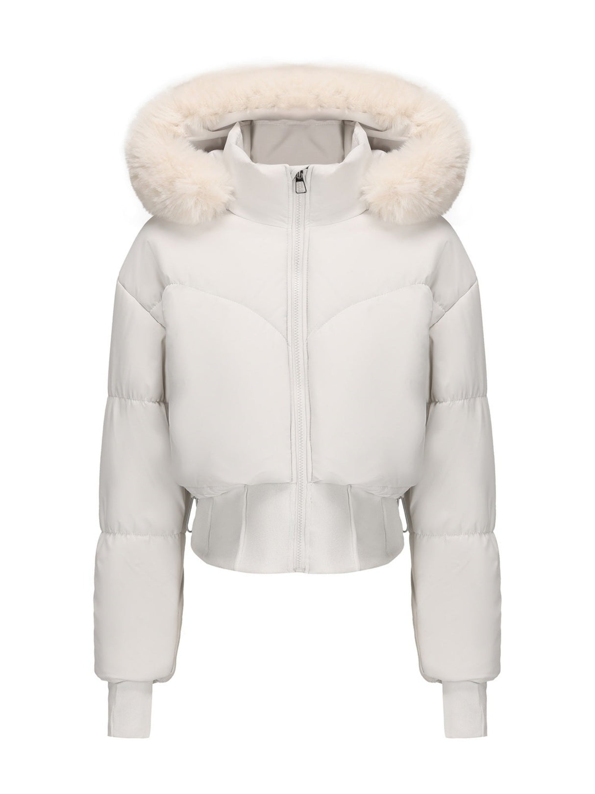 Large Fur Collar Hooded Pockets Short Waist Down Jacket