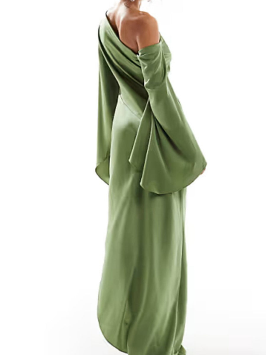 Off-shoulder Slit Flared Sleeves Formal Dress Maxi Dresses