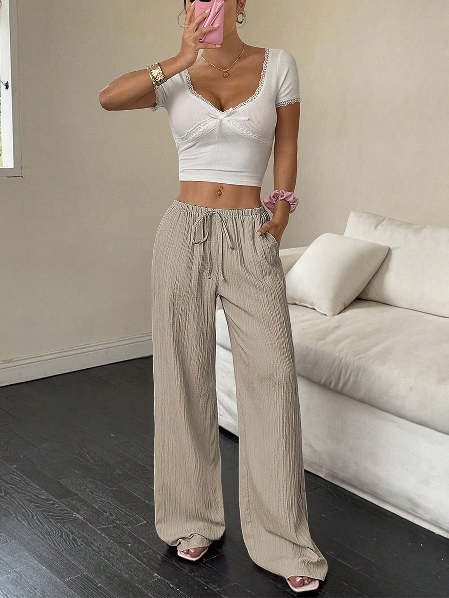 Casual Pleated Belted Trousers