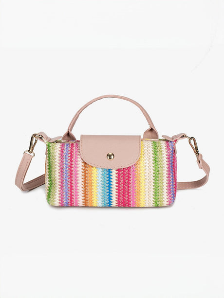 Vacation Patchwork Straw Crossbody Bag