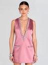 V-neck Rhinestone-studded Sleeveless Temperament Grace Parties Mini&Short Dresses
