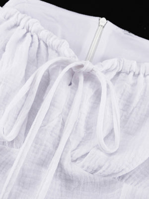 Cotton Blend Lace Up Camisoles Beach Smock Mini&Short Dresses