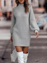 High-necked Long-sleeved Waist-cinching And Hip-hugging Knitted Sweaters Midi Dresses