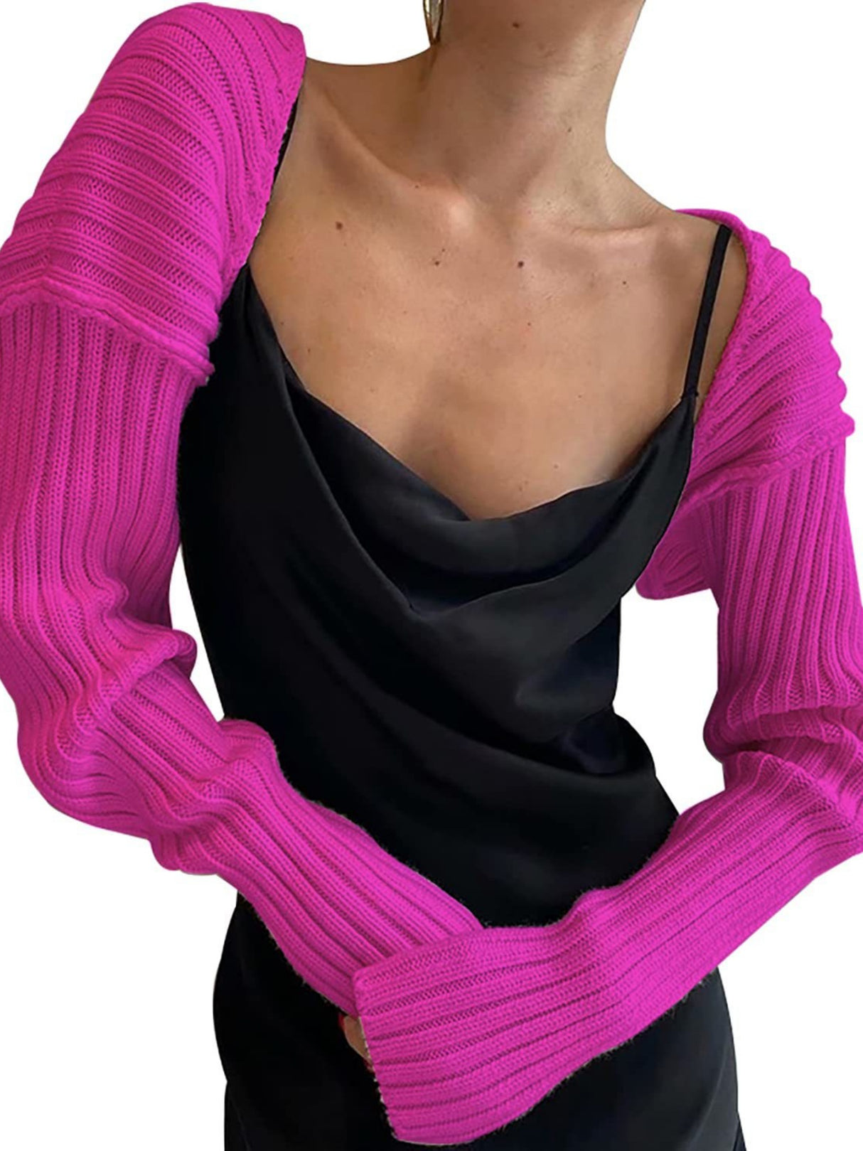 Knitted Long-Sleeve Cropped Top
