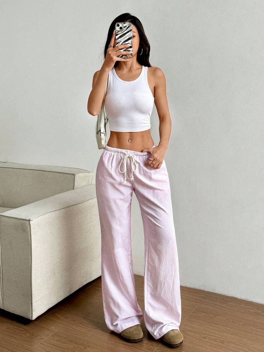 Striped Casual Wide-Leg Pants