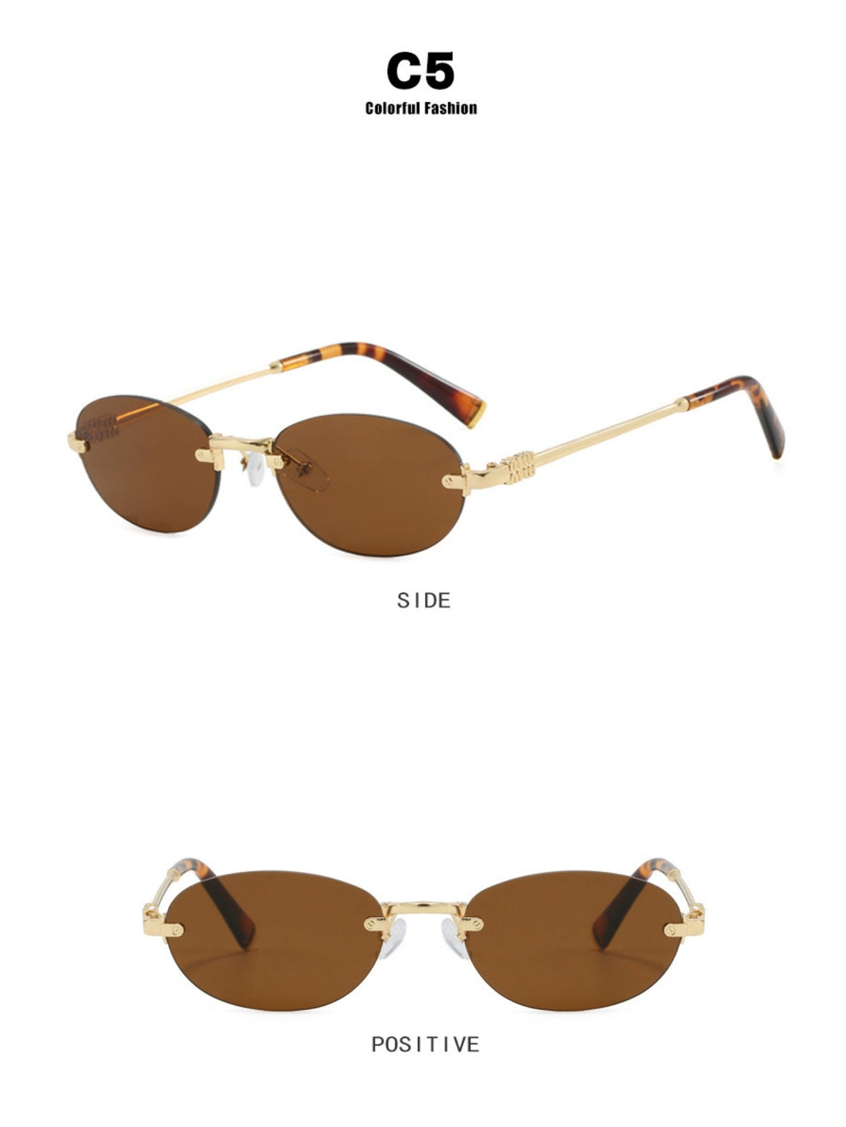 Oval Retro Frameless Sunglasses