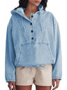 Button-up Pullover Denim Hoodie