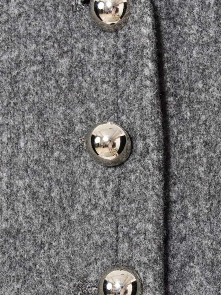 Stand Collar Buttoned Fashionable Short Long-sleeved Jacket Suit Coat