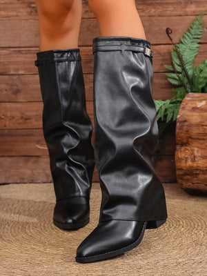 Pleated High-heeled Women's Boots