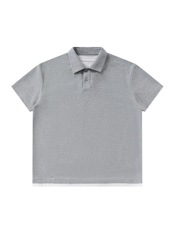 Layered-look Patchwork Business Polo Shirt