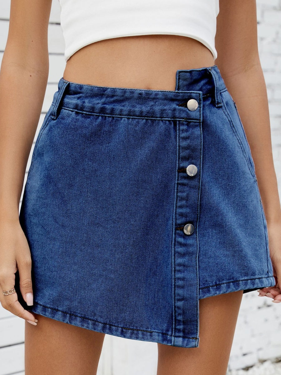 Buttons Irregular Design Denim Skirts