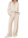 Women's Casual Sportswear Set: Zippered Long-Sleeved Sweatshirt And Wide-Leg Pants Two-Piece Set