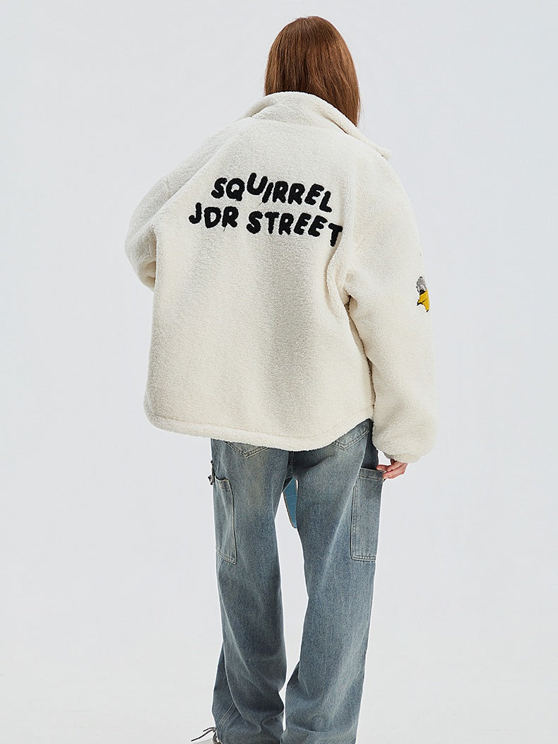 Veste coupe-vent à col montant et imprimé écureuil