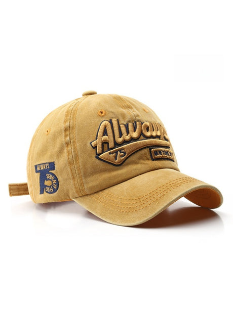 Washed Distressed Letter Embroidery Baseball Caps