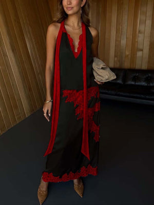 Asymmetrical Spliced Lace Color Matching Jacket Skirts Set 2-piece Sets