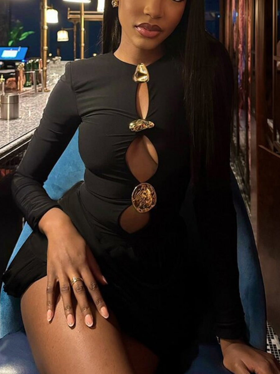 Pleated Metal Decoration Sexy Mini&Short Dresses