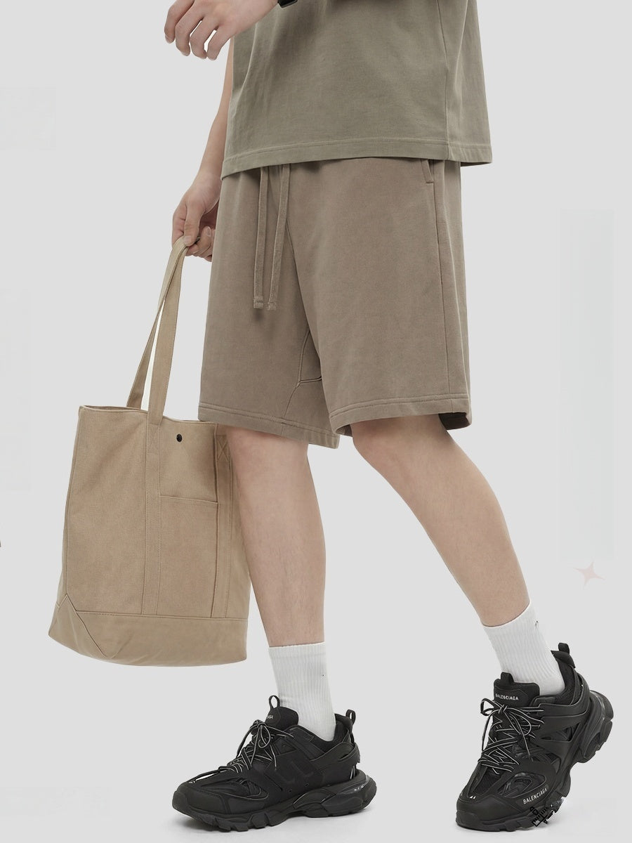 Leisure Washing Water Fade Loose-fit Five Points Shorts