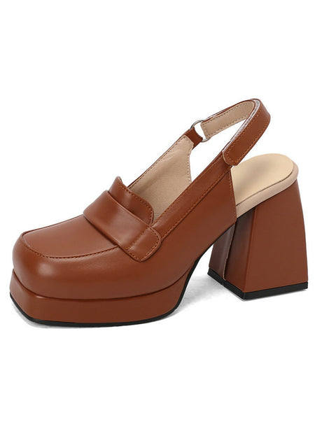 Platform Chunky Heels With Open Back