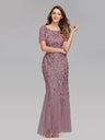 Embroidery Sequins Fishtail Spliced Mesh Formal Dress Maxi Dresses